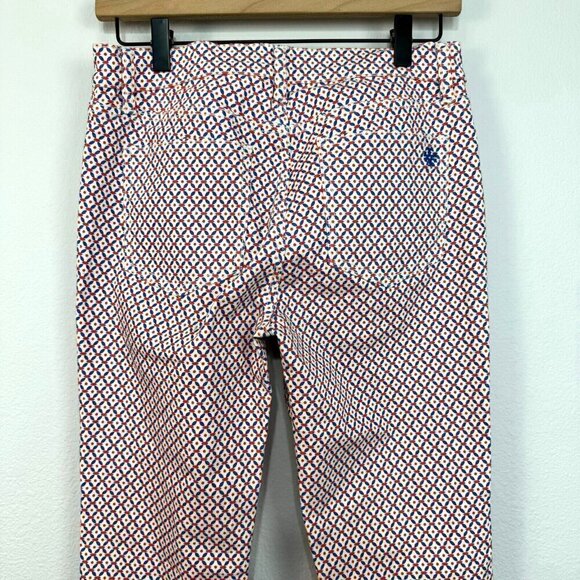 Tory Burch Womens Regan Cropped Straight Leg Jeans Geometric Cream Size 27 Women - Picture 8 of 15